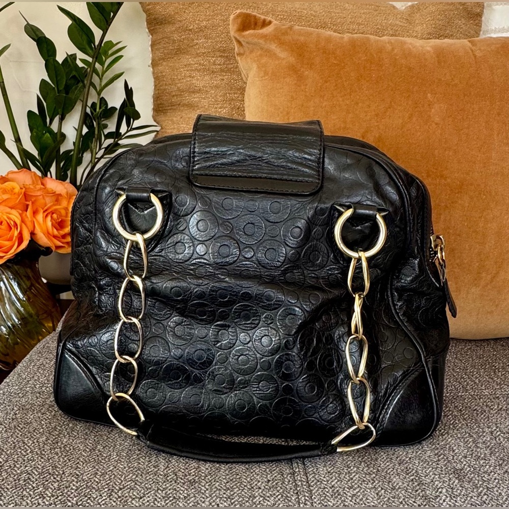 Marc Jacobs Rare Vintage Black Leather Satchel with Gold Chain Handles - Picture 4 of 16